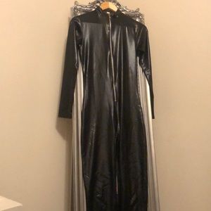 Black vinyl catsuit